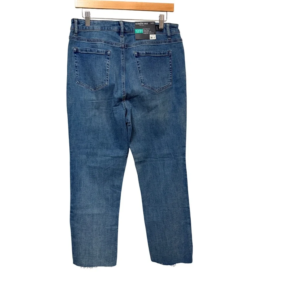 Kenneth Cole New York Womens High Rise Straight Leg Button Fly Jean size 12